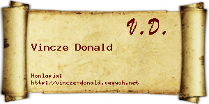 Vincze Donald névjegykártya